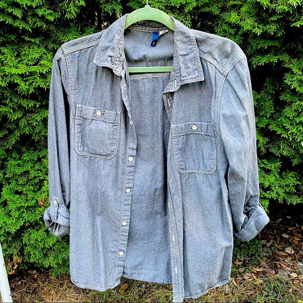 Grey button down